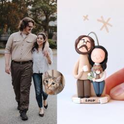 Christmas Couple Figurine - Clay Figures & Dog Portrait - thumbnail 4