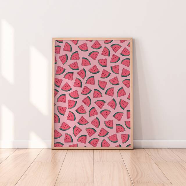 Watermelon Print - Minimalist Boho Prints, Dining Room Colourful Wall Art, Kitchen Gallery A5 A4 A3 Prints - image 1
