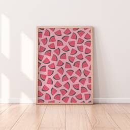 Watermelon Print - Minimalist Boho Prints, Dining Room Colourful Wall Art, Kitchen Gallery A5 A4 A3 Prints - thumbnail 1