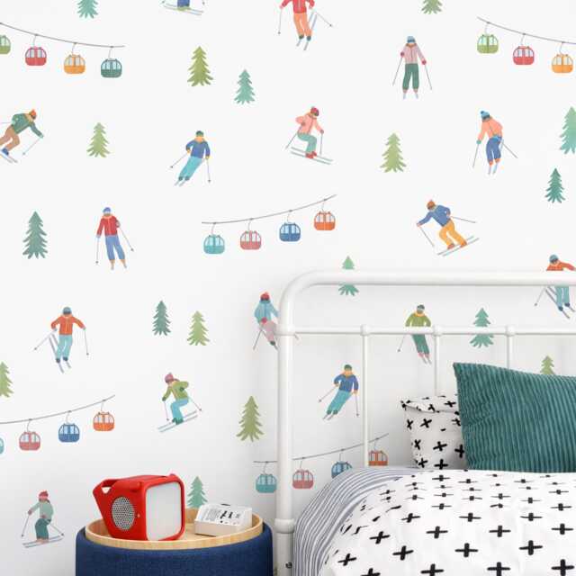 Ski Wall Decals - Removable, Reusable Stickers Lift Art, Nursery Decor, Kids Room - image 1