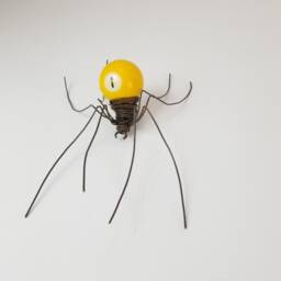 Yellow 1 Pool Ball Spider Repurposed Art, Free Shipping in Us - thumbnail 4
