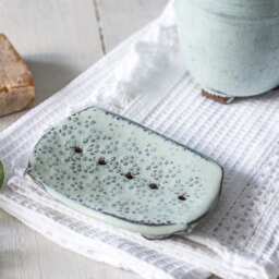 Handmade Light Blue Ceramic Soap Dish Pottery Bathroom Decor, Us Ppd - thumbnail 2