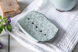 Handmade Light Blue Ceramic Soap Dish Pottery Bathroom Decor, Us Ppd - thumbnail 1