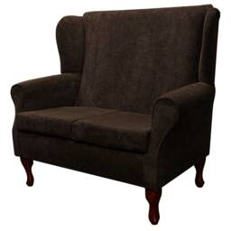 Handmade Westoe Wingback Sofa Chocolate Brown Velvet 2-Seater - thumbnail 1