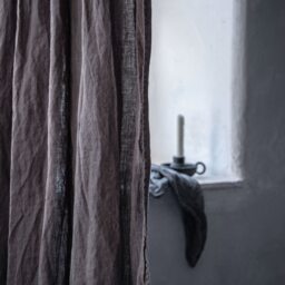 Dark Gray Linen Curtains Washed & Pre-Shrunk, Charcoal Medium Weight Curtain Panel, Smoke Drop - thumbnail 2