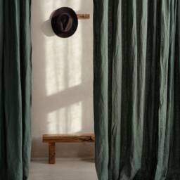 Dark Gray Linen Curtains Washed & Pre-Shrunk, Charcoal Medium Weight Curtain Panel, Smoke Drop - thumbnail 3