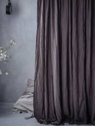 Dark Gray Linen Curtains Washed & Pre-Shrunk, Charcoal Medium Weight Curtain Panel, Smoke Drop