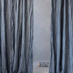 Dark Gray Linen Curtains Washed & Pre-Shrunk, Charcoal Medium Weight Curtain Panel, Smoke Drop - thumbnail 4