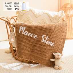 Personalized Cotton Baby Blanket Embroidered Name Swaddle, Nursery Decor - thumbnail 2