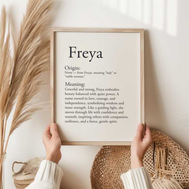 Freya Name Meaning Print, Norse Origin Wall Art, Baby Girl Gift, Personalised Definition Poster, Nursery Decor - image 1