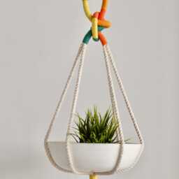 Handmade Color Block Macrame Plant Hanger 37 - thumbnail 3