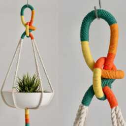 Handmade Color Block Macrame Plant Hanger 37 - thumbnail 2