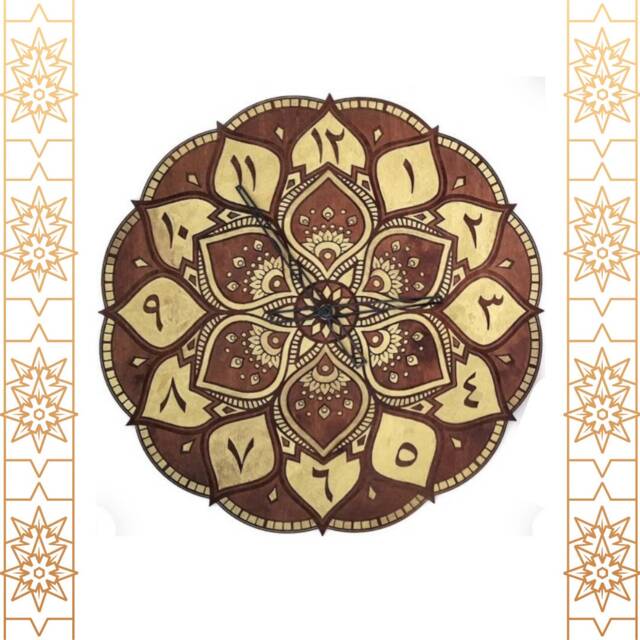 Mandala Clock - 9.45 Inch & 16 Inch - Arabic Style - Wooden Different Colors, Boho Clock, Etnic Wall Moroccan Modern Unique - image 1