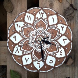 Mandala Clock - 9.45 Inch & 16 Inch - Arabic Style - Wooden Different Colors, Boho Clock, Etnic Wall Moroccan Modern Unique - thumbnail 2