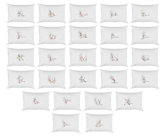 Personalised Gentle Botanical Blush Pink Name Initial Letter Soft Pillowcase Pillow Case Cover Novelty Gift Bedroom Bed Decoration - image 1