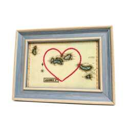 Azores Heart Map - Custom Gift Anniversary For Him Framed Wedding Vintage Print Of W Hand-Embroidered - thumbnail 1