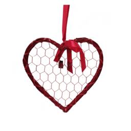 Red Hanging Heart With Pegs & Ribbon Valentine's Day Display Decoration -30cm - 2Pcs - thumbnail 1