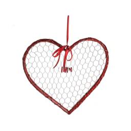 Red Hanging Heart With Pegs & Ribbon Valentine's Day Display Decoration -30cm - 2Pcs - thumbnail 2