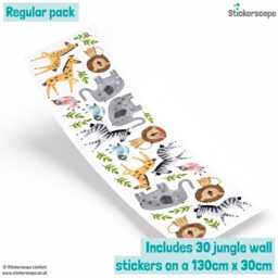 Safari Wall Stickers For Kids Room - Jungle Animals Decals Including Elephants, Giraffes, Lions & Zebras Nursery & Playroom Decor - thumbnail 3