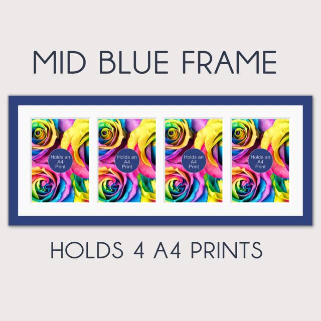 Multi Photo Frame To Hold 4 A4 Certificates Or Prints - Rainbow Colours Blue/Mid-Blue/Navy - image 1