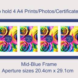 Multi Photo Frame To Hold 4 A4 Certificates Or Prints - Rainbow Colours Blue/Mid-Blue/Navy - thumbnail 2