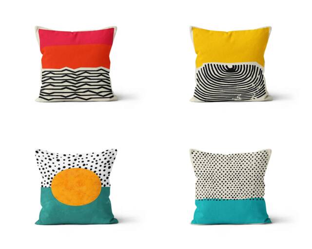 Abstract Art Cushion Cover/Bedroom Housewarming Gifts/Sofa Yellow Blue Red Color Pillow/Garden Geometric Colorful Pattern Throw Pillow Case - image 1