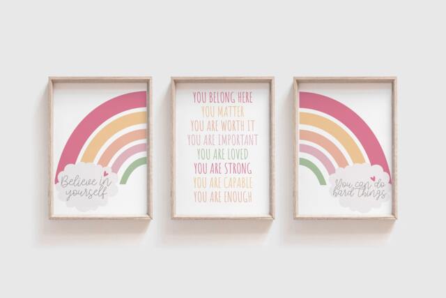 3 Inspirational Classroom Posters, Positive Affirmations For Kids, Decor, Quotes, Educational Wall Art, Motivational - image 1