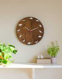 Dinosaur Wooden Wall Clock Dino Decor For Kids With T-Rex & Prehistoric Animals