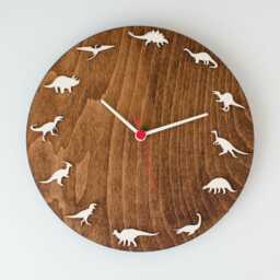 Dinosaur Wooden Wall Clock Dino Decor For Kids With T-Rex & Prehistoric Animals - thumbnail 2