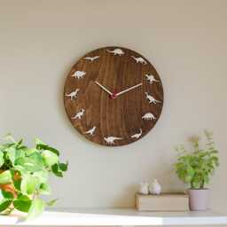 Dinosaur Wooden Wall Clock Dino Decor For Kids With T-Rex & Prehistoric Animals - thumbnail 3