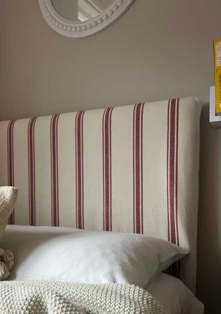 Bespoke Headboard Cover - Red French Stripe. Custom Made To Fit Existing Headboard, See Description For Full Details - image 1