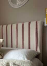 Bespoke Headboard Cover - Red French Stripe. Custom Made To Fit Existing Headboard, See Description For Full Details - thumbnail 1
