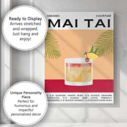 Classic Mai Tai Cocktail Recipe Kitchen Poster Canvas Wall Art Print Decor Picture Ready To Hang - thumbnail 3