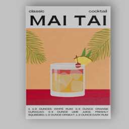 Classic Mai Tai Cocktail Recipe Kitchen Poster Canvas Wall Art Print Decor Picture Ready To Hang