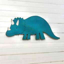 Dinosaur Nursery Art, Baby Dino Wall Wooden, Triceratops Decor, Boys Room, Bathroom Art For Girls - thumbnail 2