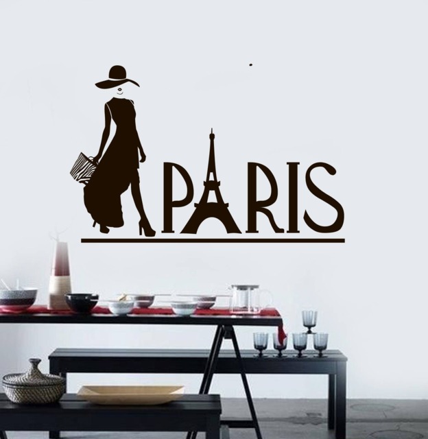 Wall Vinyl Decal Paris France Eiffel Tower Romantic Girl Decor 2533Dz - image 1