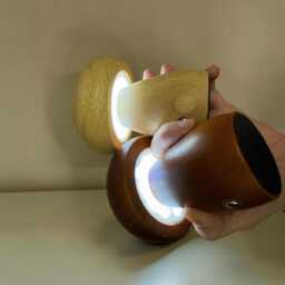 Wooden Mushroom Night Light Usb Rechargeable Touch Bedside Lamp - thumbnail 4