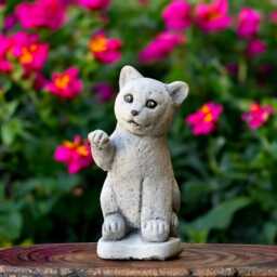 Stone Playful Cat Statue Concrete Kitten Figurine Pet Memorial Sculpture Garden Yard Ornament Outdoor Animal Decor Handmade Lover Gift - thumbnail 1