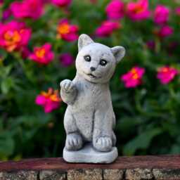 Stone Playful Cat Statue Concrete Kitten Figurine Pet Memorial Sculpture Garden Yard Ornament Outdoor Animal Decor Handmade Lover Gift - thumbnail 3