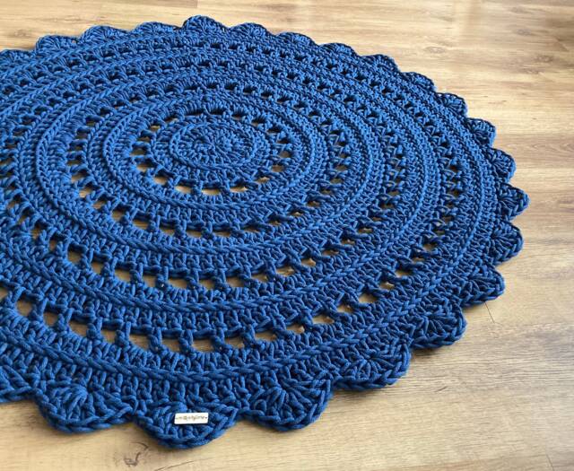 Handmade Crochet Round Rug Braided Cotton Scandinavian Style - image 1