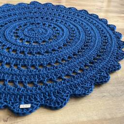 Handmade Crochet Round Rug Braided Cotton Scandinavian Style - thumbnail 2