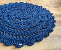 Handmade Crochet Round Rug Braided Cotton Scandinavian Style - thumbnail 1