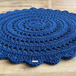 Handmade Crochet Round Rug Braided Cotton Scandinavian Style - thumbnail 3