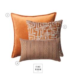 Burnt Orange Throw Pillow Cover Set Mudcloth Woven Cushion Covers - thumbnail 2