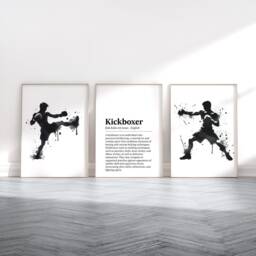 Kickboxer Definition Print Set - 3 Kickboxing Posters - Mens Boxing Artwork Boy Sport Wall Art Gym Decor Instructor Teacher Gift - thumbnail 2