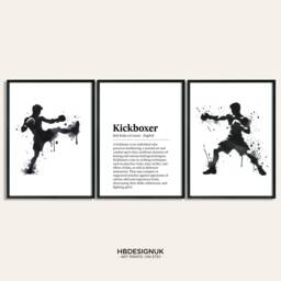 Kickboxer Definition Print Set - 3 Kickboxing Posters - Mens Boxing Artwork Boy Sport Wall Art Gym Decor Instructor Teacher Gift - thumbnail 1