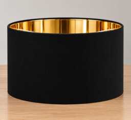 Black Drum Lampshade, Mirrored Gold Interior, Minimalist Pendant Light - thumbnail 1