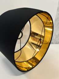 Black Drum Lampshade, Mirrored Silver Interior, Minimalist Pendant Light - thumbnail 1