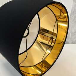 Black Drum Lampshade, Mirrored Gold Interior, Minimalist Pendant Light - thumbnail 2