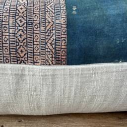 Vintage Hmong Hemp Lumbar Pillow Cover Rustic Tribal Art - 12x36 - thumbnail 2